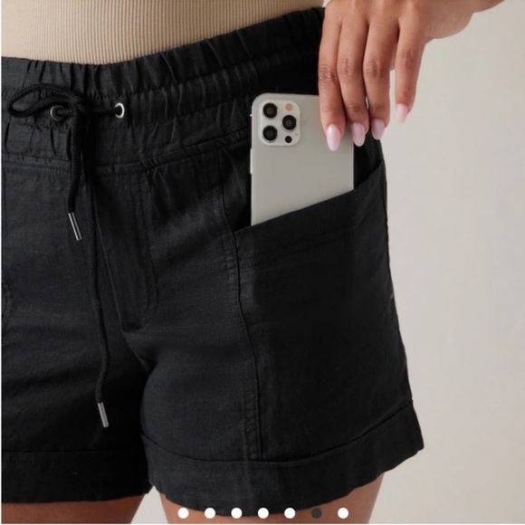 Athleta Cabo Linen Shorts Black Size 10 - Picture 2 of 10